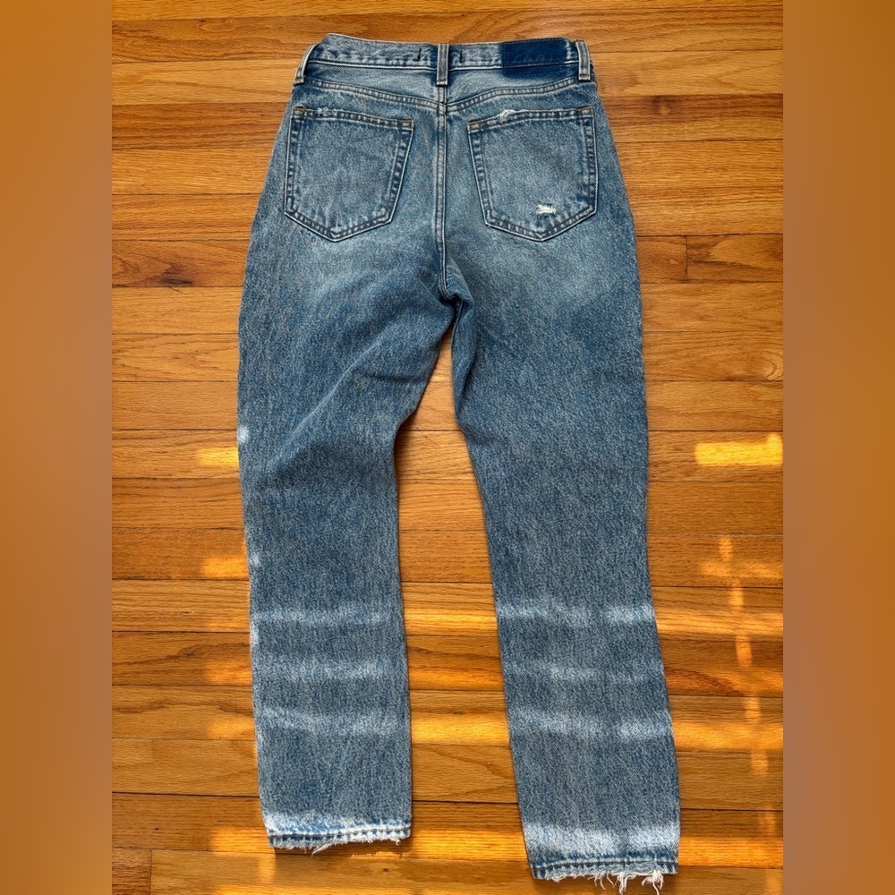 Abercrombie & Fitch Blue Distressed Straight Leg Jeans - Picture 3 of 3